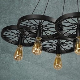 Loft Závěsný světelný lustr Rustikální Vintage Retro Country Jídelna Kov + Malba
