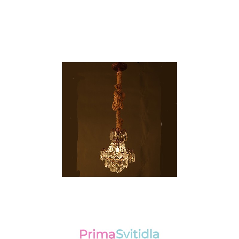 Retro salonek Konopný průmyslový křišťálový lustr imitace větru