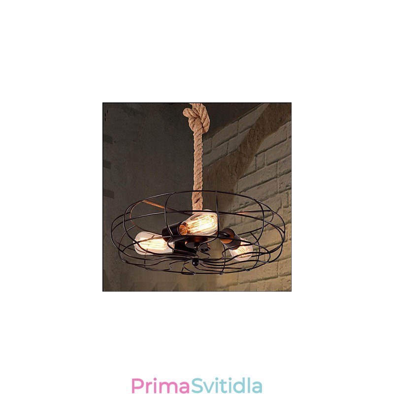 Vintage American Lron Rope Creative Industrial Fan Lustr