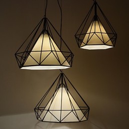 Diamantová mini závěsná lampa 1 Světlo Moderní Jednoduchost Černobílá povrchová úprava Látka z uhlíkové oceli