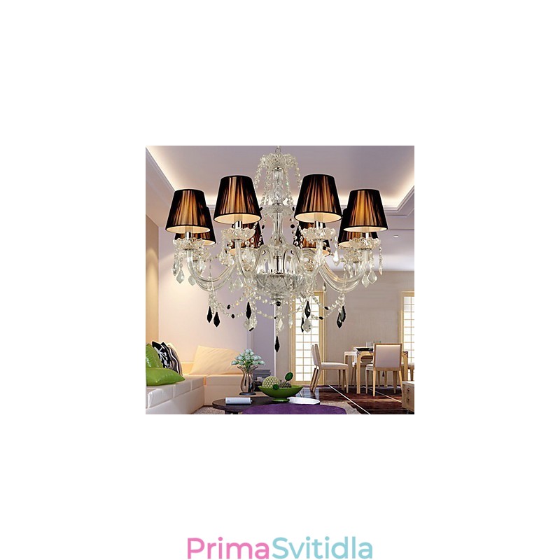 Elegantní křišťálový lustr s 8 světly