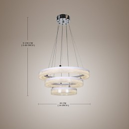 Křišťálové závěsné světlo moderní lampa tři kroužky